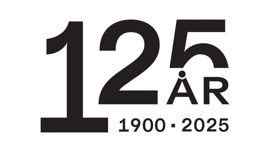 Jubileumslogo: tekst 125 år, 1900 til 2025